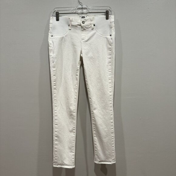 Paige Jeans Maternity Skyline Ankle Peg White Denim Elastic Womens sz 26 - Picture 1 of 8